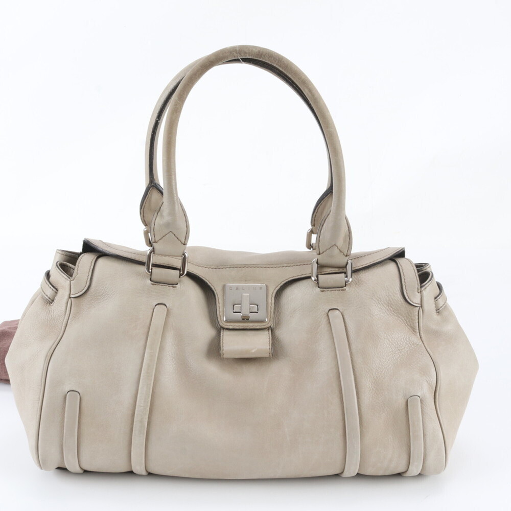 Celine Leather Tote Bag, Shoulder Handbag, Silver Hardware, Women's